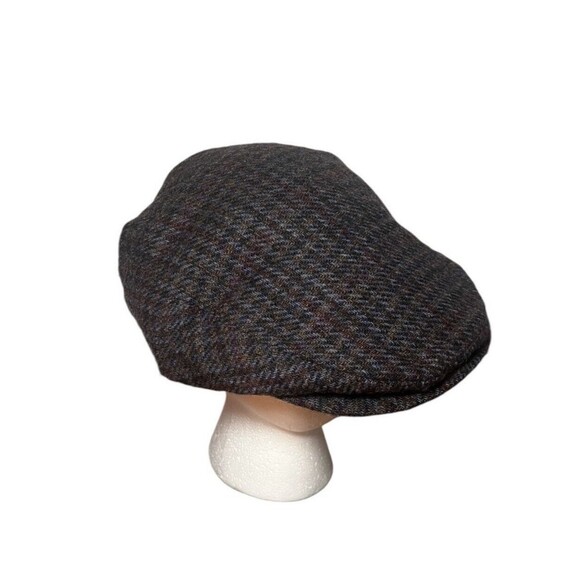 Scala Hat Newsboy Fitted Mens Medium Brown Gray Blue Wool Quilted Vintage Style - Picture 2 of 5